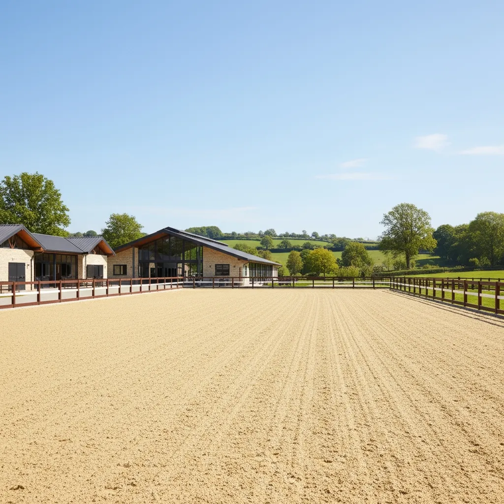 Professioneller Ebbe-Flut-System Reitplatz mit moderner Drainage-Anlage und optimaler Bewässerung
